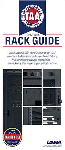 Brochure cover for TAA Compliant Racks by Lowell