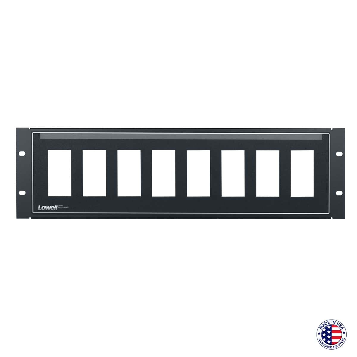 Rack Panel for 8 Decorator Devices, Vertical Mount | Lowell