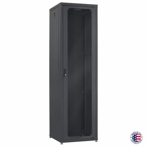 Av Millwork Rack AV rack with tempered glass door | Lowell Mfg.