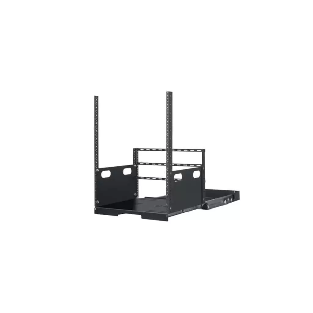 Pull-out rack, two base slides, 14U x 19"D