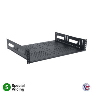 Rack utility shelf with vented base