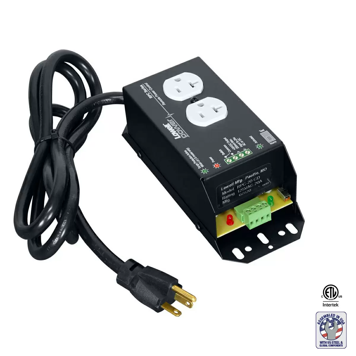 Remote Power Control with 2–20A Outlets | Lowell Manufacturing