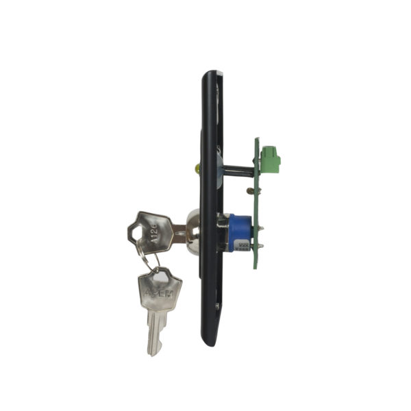 SPST wall switch, maintained closure, alternate sequence mode, key switch, black finish
