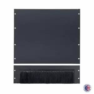 Rack top with cable brush panel and solid panel