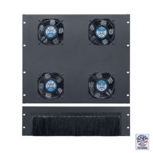 Rack top with cable brush panel and four fan panel