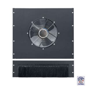 Rack panel with cable brush panel and turbo fan panel