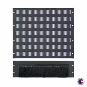 Rack top with cable brush panel and vent panel